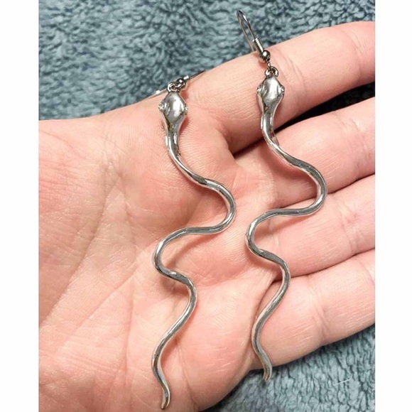 GlitzBlitz Boutique Jewelry - Any 2/$20! Silver Slithering Serpent Drop Earrings